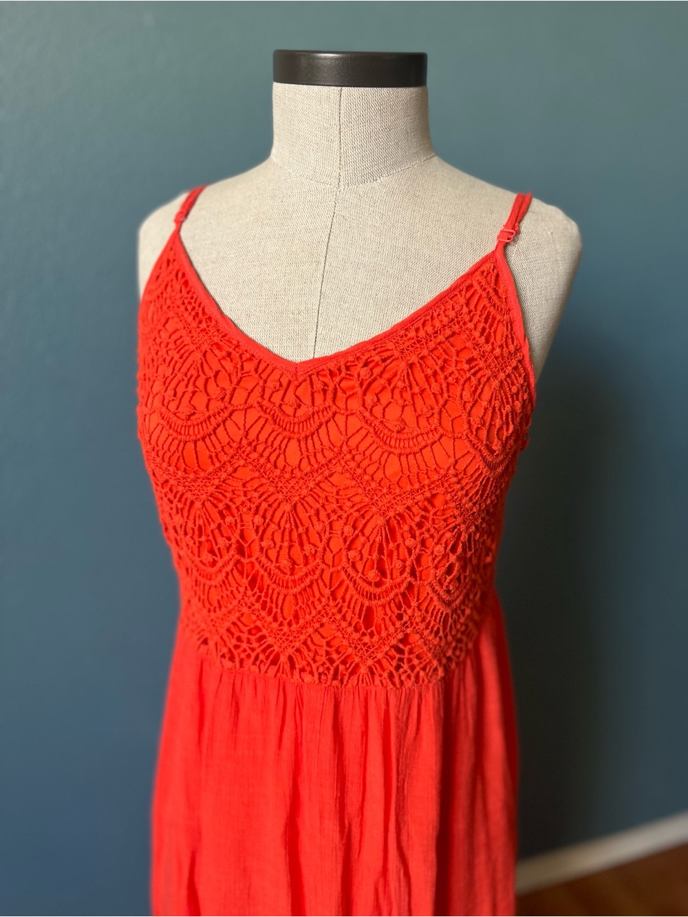 Poetry coral pink Crochet-Bodice summer Maxi Dress - Picture 2 of 9